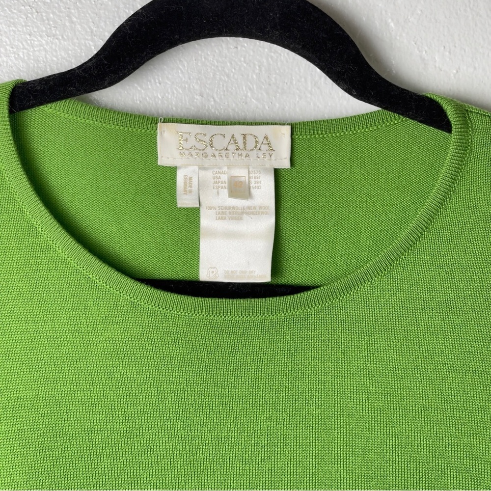 Escada Margaretha Ley Green Grass Merino Wool Crew Neck Top - Vintage - Picture 4 of 10